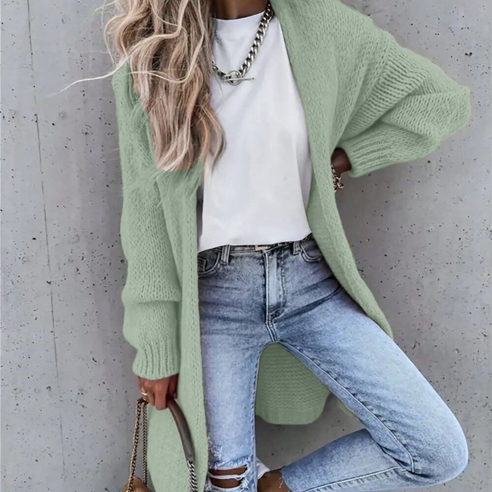Green Casual Women's Drop Shoulder Loose Fit Sweater